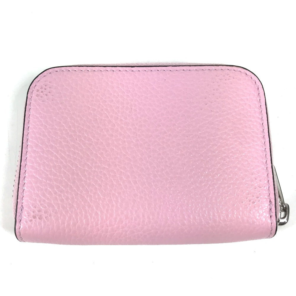 Salvatore Ferragamo Coin Purse Gancini Logo Wallet Compact Wallet Round Zipper Coin Case Leather Unisex Pink