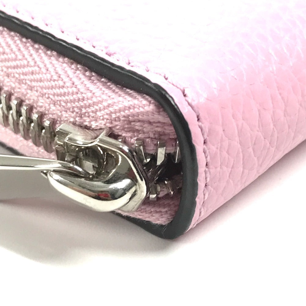 Salvatore Ferragamo Coin Purse Gancini Logo Wallet Compact Wallet Round Zipper Coin Case Leather Unisex Pink