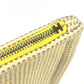 HERMES Flat Pouch embroidered with "Faubourg Corner" PM makeup pouch toiletry bag second bag clutch bag pouch cotton unisex citron / ochre yellow