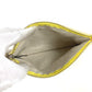 HERMES Flat Pouch embroidered with "Faubourg Corner" PM makeup pouch toiletry bag second bag clutch bag pouch cotton unisex citron / ochre yellow
