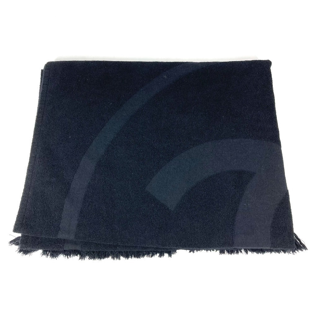 CHANEL 19C CC Coco Mark Logo Beach Towel Bath Towel Interior Lap Blanket Blanket Towel Cotton Unisex Black