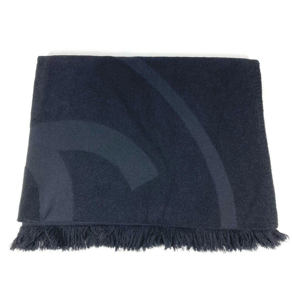 CHANEL 19C CC Coco Mark Logo Beach Towel Bath Towel Interior Lap Blanket Blanket Towel Cotton Unisex Black