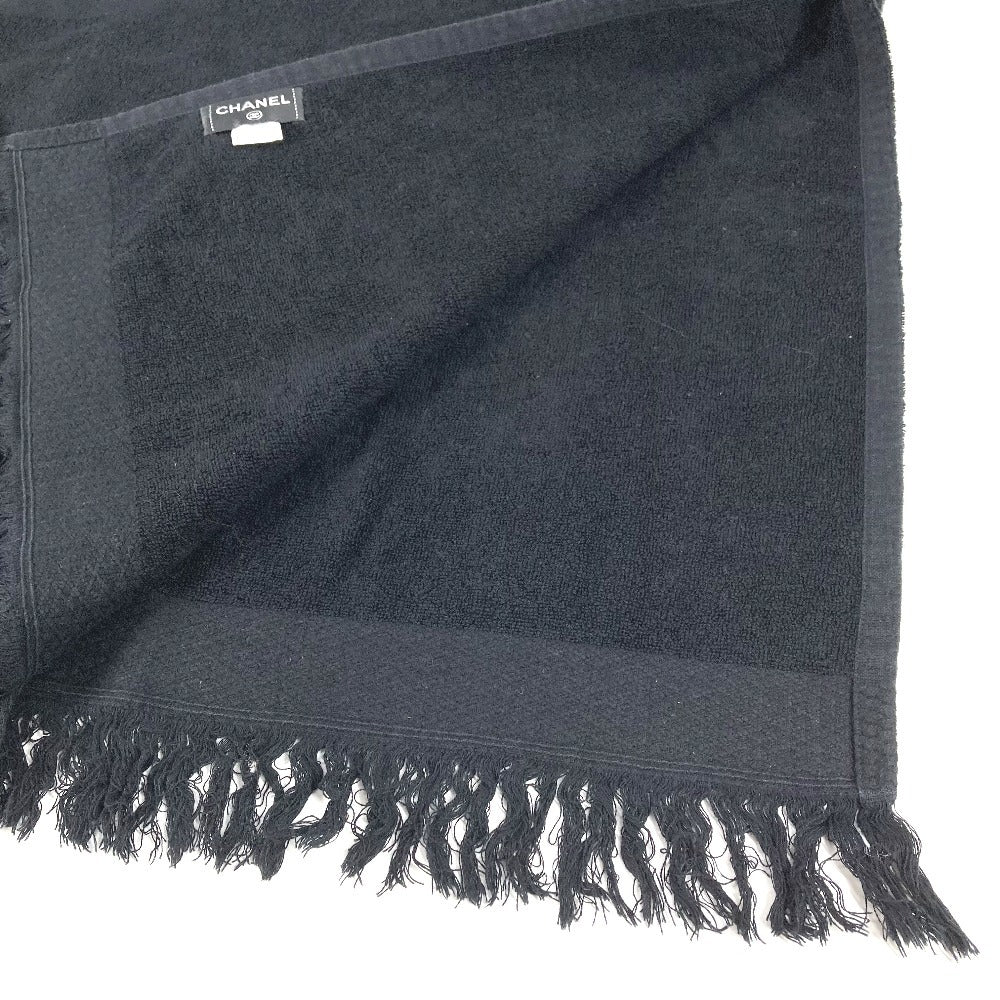 CHANEL 19C CC Coco Mark Logo Beach Towel Bath Towel Interior Lap Blanket Blanket Towel Cotton Unisex Black