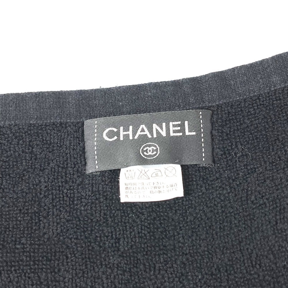CHANEL 19C CC Coco Mark Logo Beach Towel Bath Towel Interior Lap Blanket Blanket Towel Cotton Unisex Black