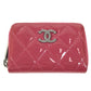 CHANEL CC Coco Mark Logo Matelasse Quilted Wallet Coin Purse Round Zipper Coin Case Enamel Unisex Pink Purple