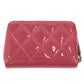 CHANEL CC Coco Mark Logo Matelasse Quilted Wallet Coin Purse Round Zipper Coin Case Enamel Unisex Pink Purple