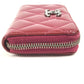CHANEL CC Coco Mark Logo Matelasse Quilted Wallet Coin Purse Round Zipper Coin Case Enamel Unisex Pink Purple