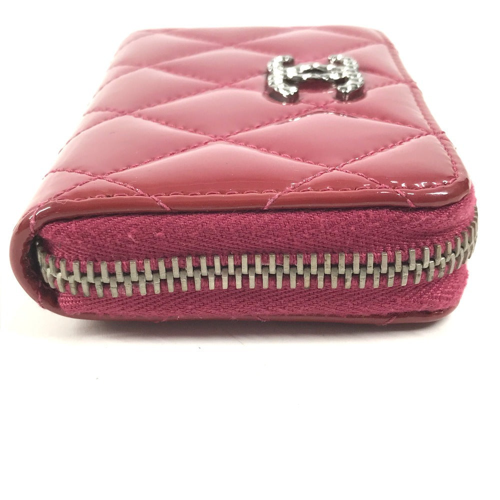 CHANEL CC Coco Mark Logo Matelasse Quilted Wallet Coin Purse Round Zipper Coin Case Enamel Unisex Pink Purple