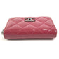 CHANEL CC Coco Mark Logo Matelasse Quilted Wallet Coin Purse Round Zipper Coin Case Enamel Unisex Pink Purple