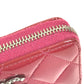 CHANEL CC Coco Mark Logo Matelasse Quilted Wallet Coin Purse Round Zipper Coin Case Enamel Unisex Pink Purple