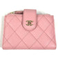 CHANEL AP1928 CC Coco Mark Logo Quilted Matelasse Double Zip Card Case Compact Wallet Card Holder Pass Case Coin Purse Wallet Coin Case Caviar Skin Unisex Pink