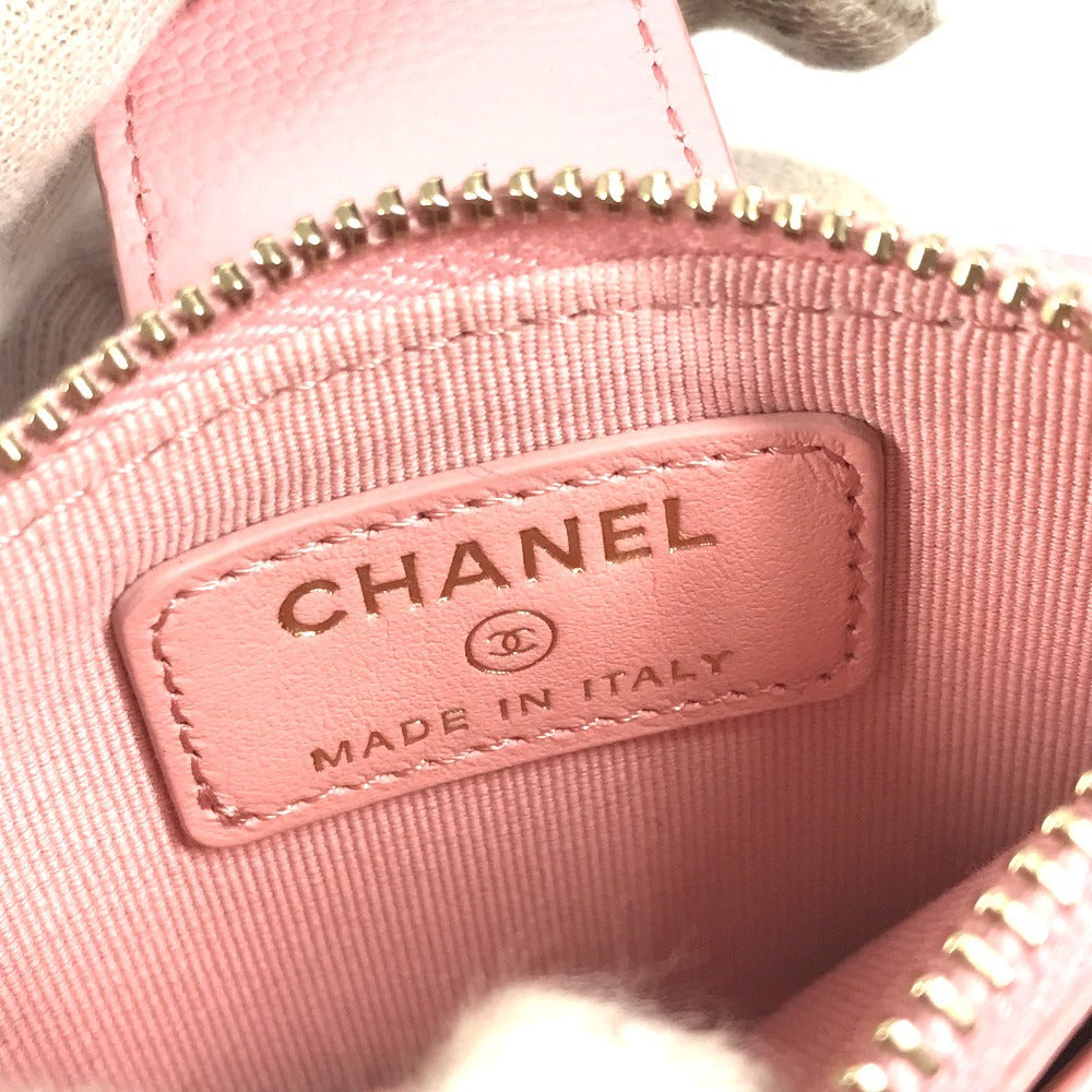 CHANEL AP1928 CC Coco Mark Logo Quilted Matelasse Double Zip Card Case Compact Wallet Card Holder Pass Case Coin Purse Wallet Coin Case Caviar Skin Unisex Pink