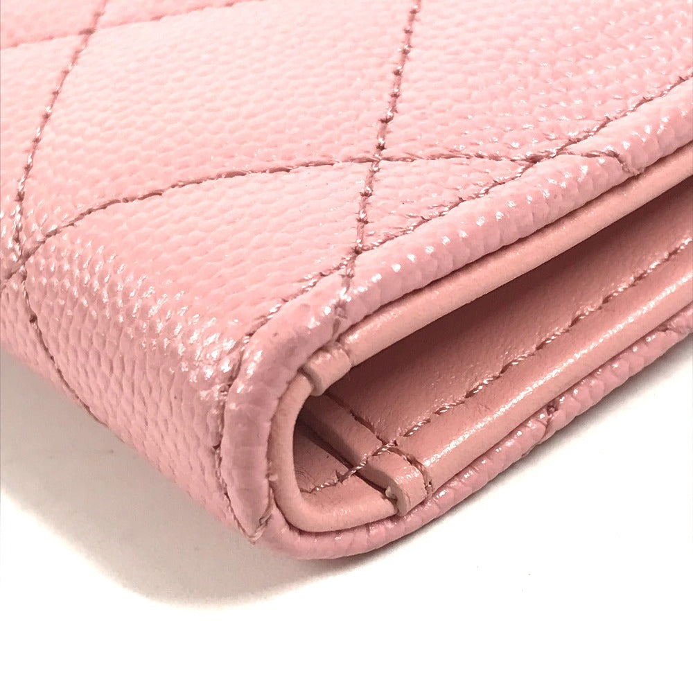 CHANEL AP1928 CC Coco Mark Logo Quilted Matelasse Double Zip Card Case Compact Wallet Card Holder Pass Case Coin Purse Wallet Coin Case Caviar Skin Unisex Pink