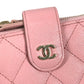 CHANEL AP1928 CC Coco Mark Logo Quilted Matelasse Double Zip Card Case Compact Wallet Card Holder Pass Case Coin Purse Wallet Coin Case Caviar Skin Unisex Pink