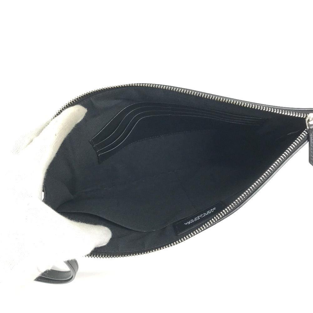 FENDI MARC JACOBS Marc Jacobs Collaboration Logo Bag Second Bag Pouch with Strap Clutch Bag Leather Unisex Black