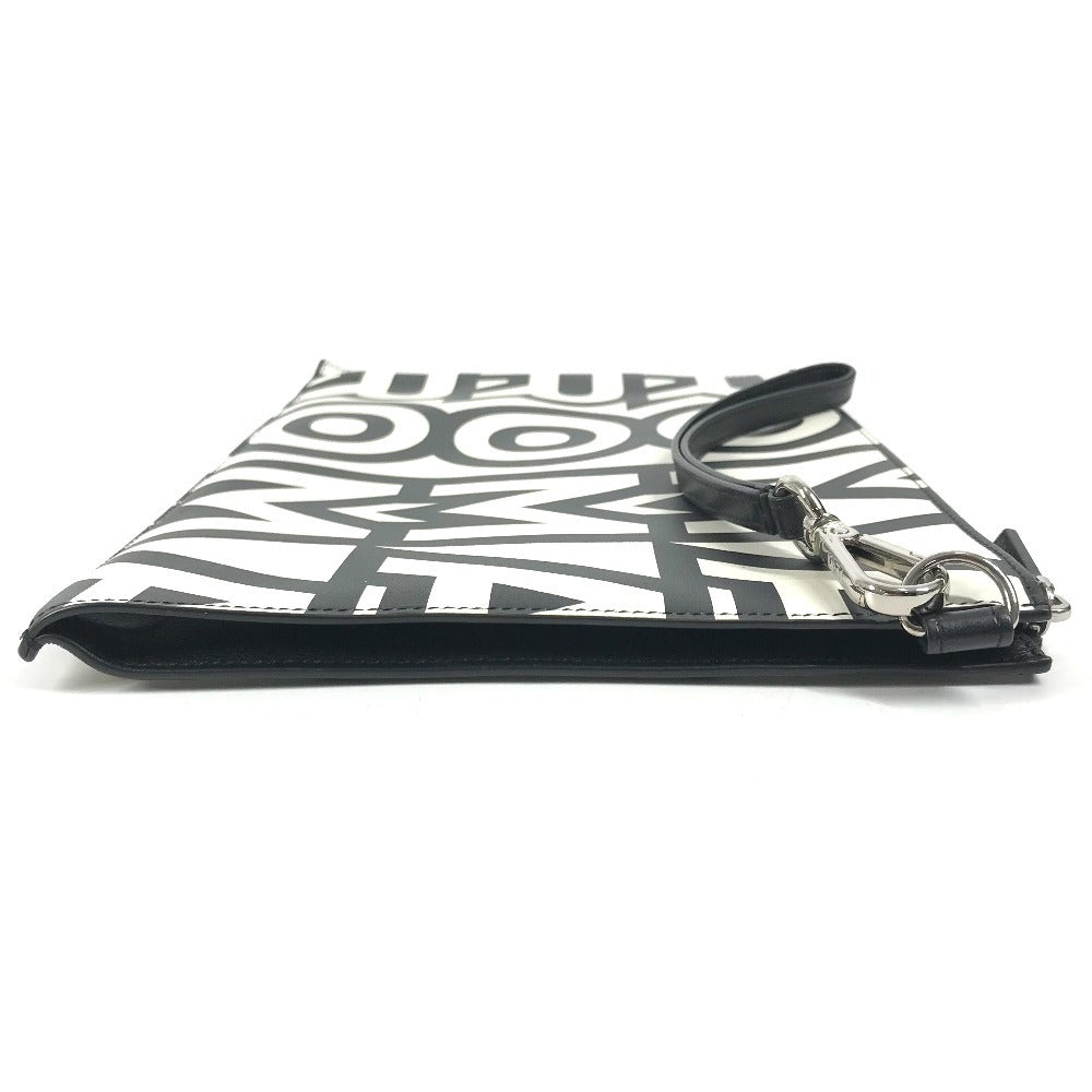 FENDI MARC JACOBS Marc Jacobs Collaboration Logo Bag Second Bag Pouch with Strap Clutch Bag Leather Unisex Black