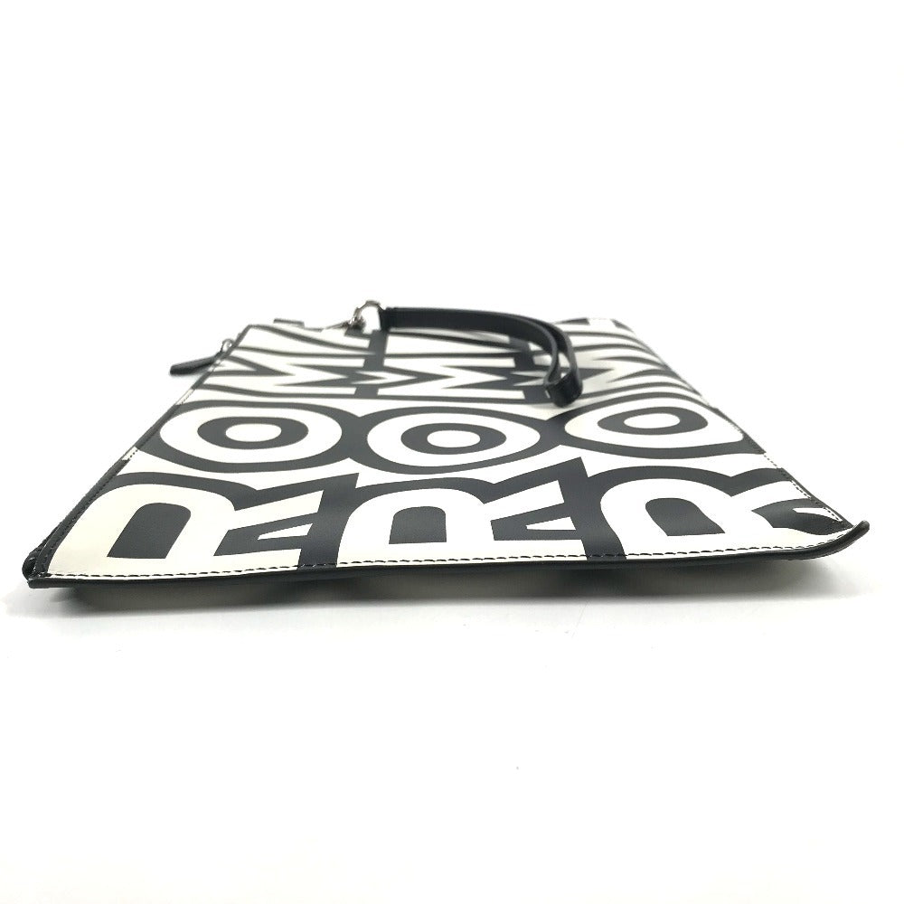 FENDI MARC JACOBS Marc Jacobs Collaboration Logo Bag Second Bag Pouch with Strap Clutch Bag Leather Unisex Black