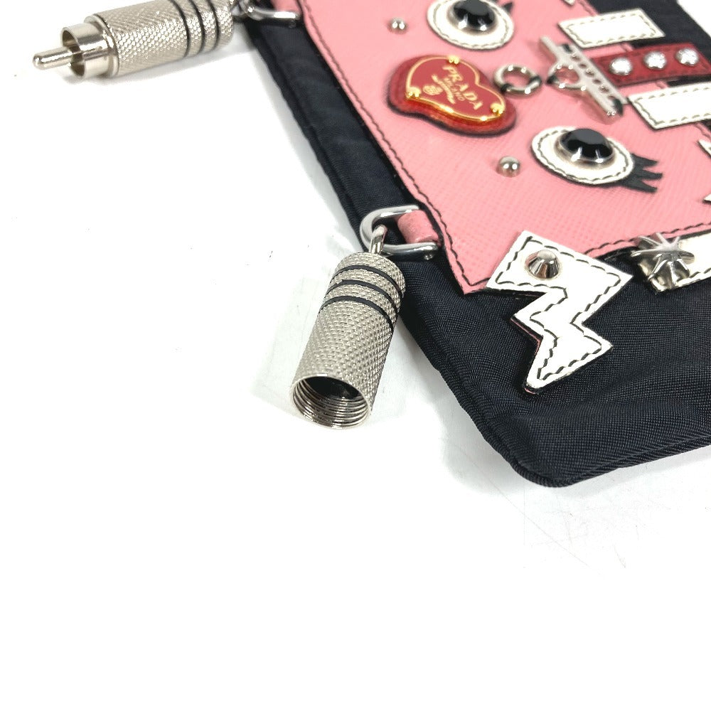 PRADA Chain Bag Robot Logo Shoulder Bag Accessory Pouch Makeup Pouch Multi-Pouch Handbag Shoulder Bag Nylon Unisex Black