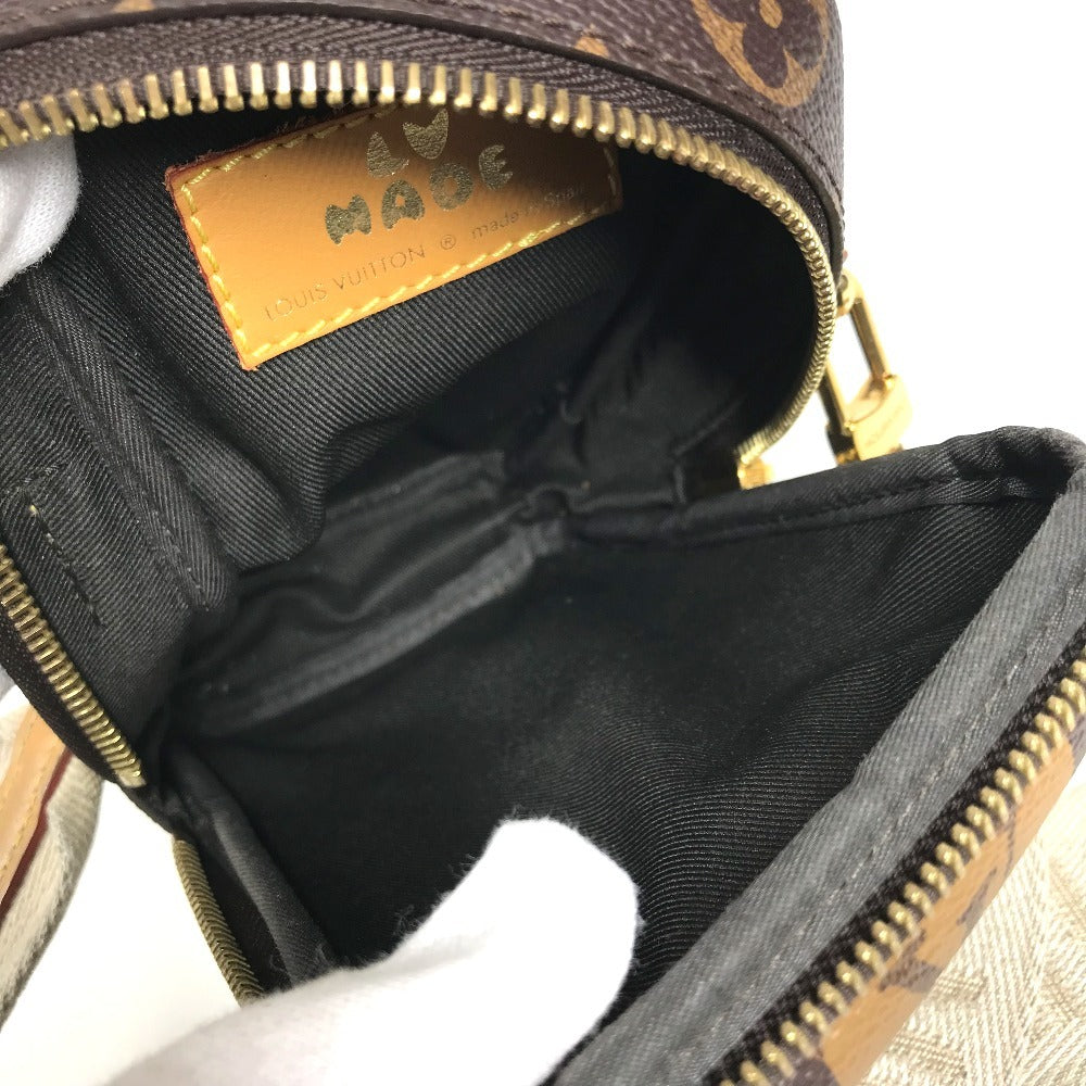 LOUIS VUITTON M81005 モノグラムストライプ NIGOコラボ ダブルフォンポーチ 斜め掛け カバン ポシェット ショルダーバッグ モノグラムキャンバス レディース ブラウン