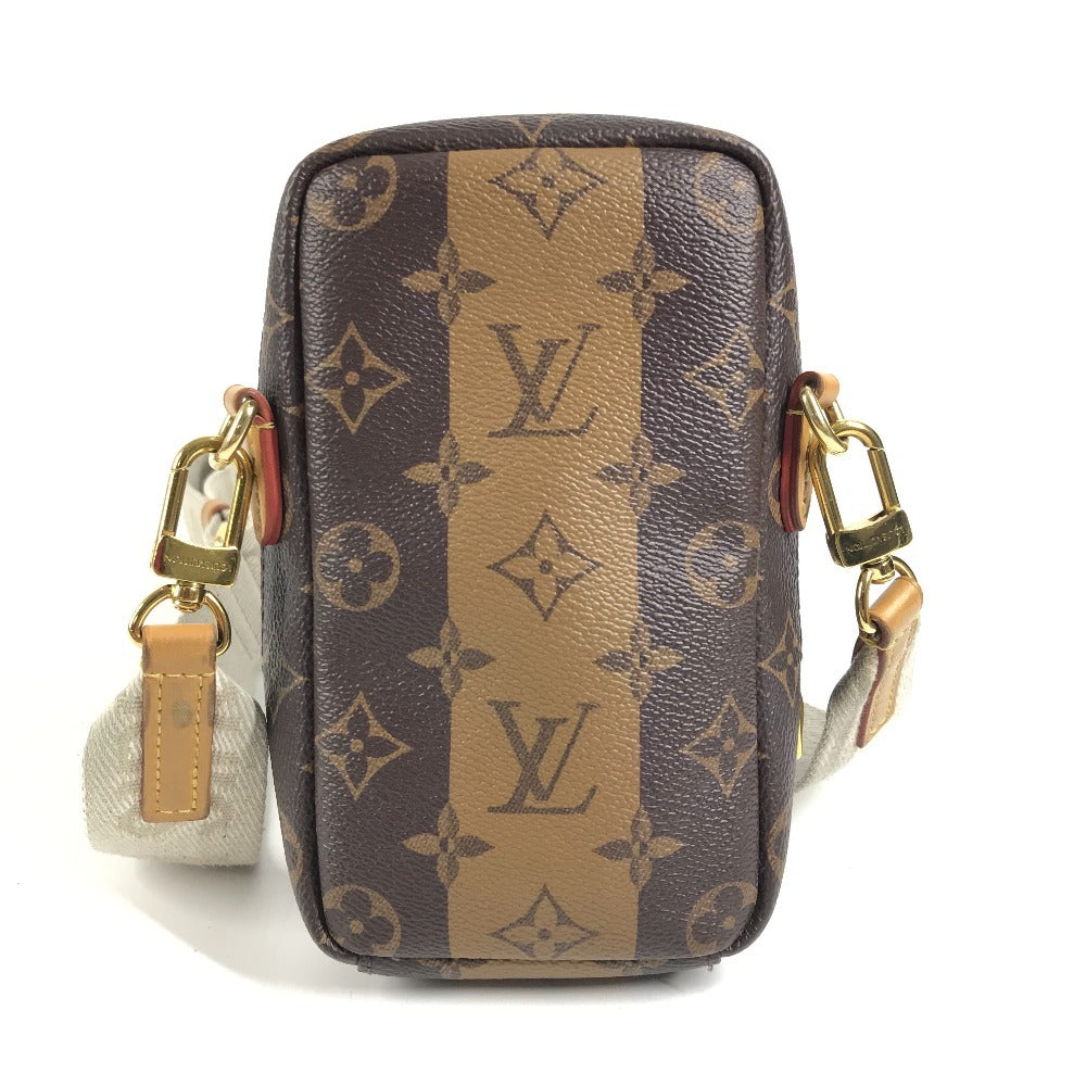 LOUIS VUITTON M81005 モノグラムストライプ NIGOコラボ ダブルフォンポーチ 斜め掛け カバン ポシェット ショルダーバッグ モノグラムキャンバス レディース ブラウン