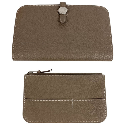 HERMES ドゴンデュオGM ドゴン デュオ GM ウォレット 財布 長財布 トゴ レディース エトゥープ グレー