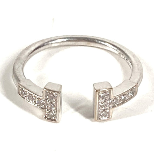 TIFFANY&Co. Jewelry Accessory T Wire Diamond Logo Diamond 750 Gold K18 18K Ring Au750 Women's Silver