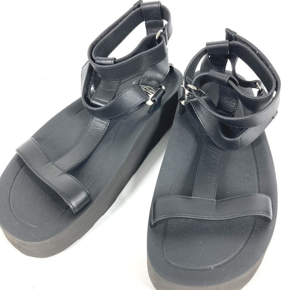 HERMES Sport Sandals Shoes Enid ENID H Diamant Buckle Platform Sandals Rubber Women's Black