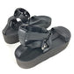 HERMES Sport Sandals Shoes Enid ENID H Diamant Buckle Platform Sandals Rubber Women's Black