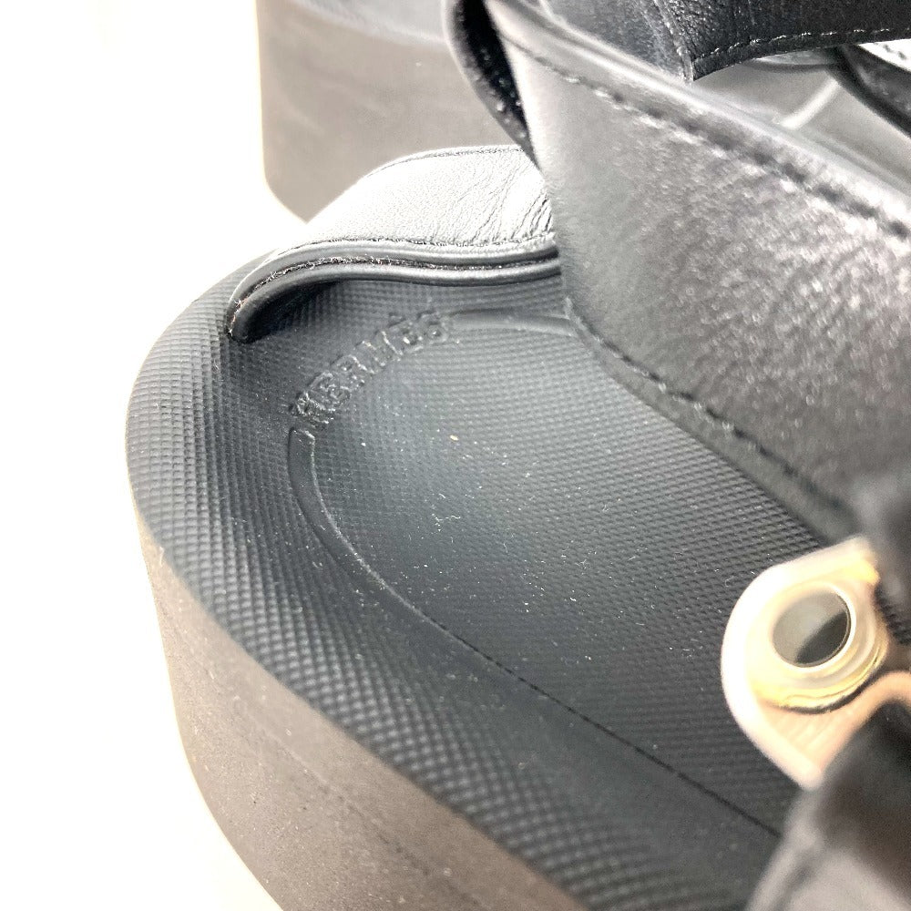HERMES Sport Sandals Shoes Enid ENID H Diamant Buckle Platform Sandals Rubber Women's Black