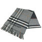 BURBERRY 8059277 コントラストチェック ロゴ フリンジ マフラー カシミヤ ユニセックス グレー