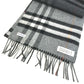 BURBERRY 8059277 コントラストチェック ロゴ フリンジ マフラー カシミヤ ユニセックス グレー