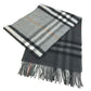 BURBERRY 8059277 コントラストチェック ロゴ フリンジ マフラー カシミヤ ユニセックス グレー