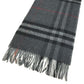 BURBERRY 8059277 コントラストチェック ロゴ フリンジ マフラー カシミヤ ユニセックス グレー