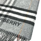 BURBERRY 8059277 コントラストチェック ロゴ フリンジ マフラー カシミヤ ユニセックス グレー