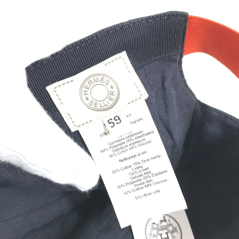 HERMES H800487E 0258 セリエ ロゴ 乗馬用キャップ パドック 帽子 キャップ帽 ベースボール キャップ コットン ユニセックス ネイビー