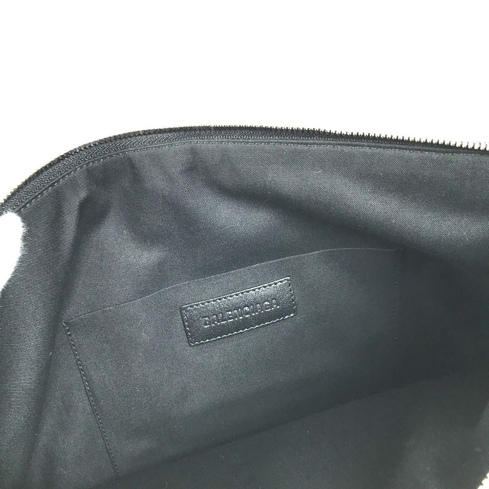 BALENCIAGA 695537 Bロゴ セカンドバッグ カバン ポーチ クラッチバッグ パイル ユニセックス ブラック