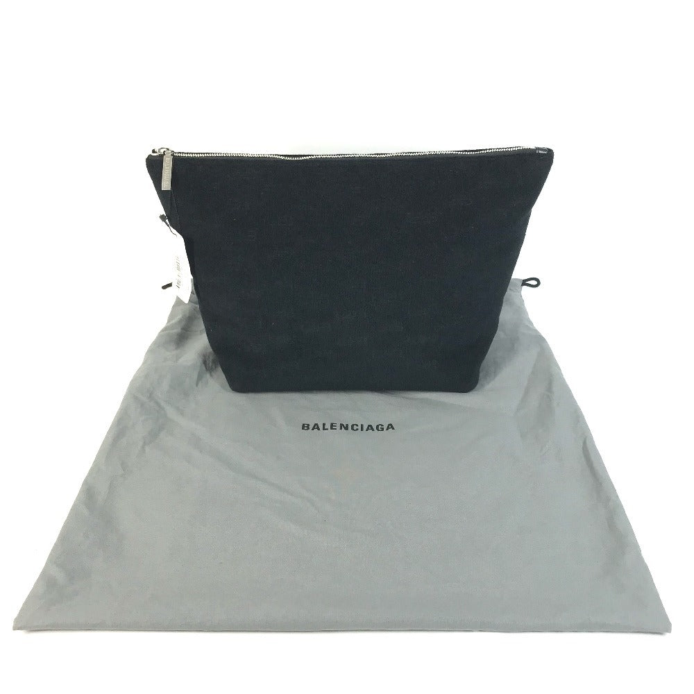 BALENCIAGA 695537 Bロゴ セカンドバッグ カバン ポーチ クラッチバッグ パイル ユニセックス ブラック