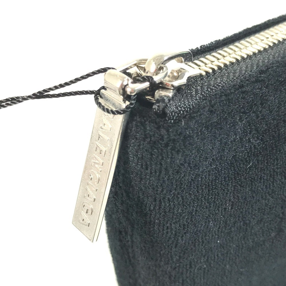 BALENCIAGA 695537 Bロゴ セカンドバッグ カバン ポーチ クラッチバッグ パイル ユニセックス ブラック