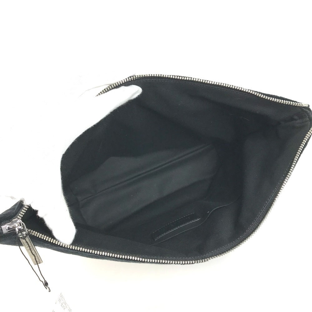 BALENCIAGA 695537 Bロゴ セカンドバッグ カバン ポーチ クラッチバッグ パイル ユニセックス ブラック