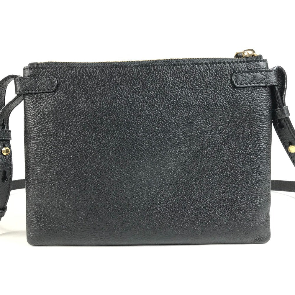BALLY ロゴ ライン 斜め掛け ポシェット ショルダーバッグ レザー ユニセックス ブラック