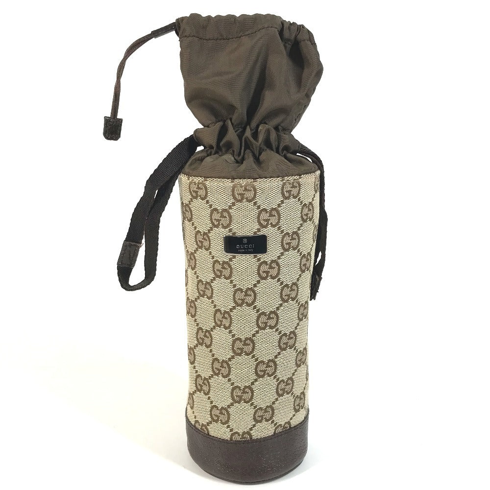 GUCCI 28691 GG Bottle Holder Pouch GG Canvas/Leather Unisex Beige