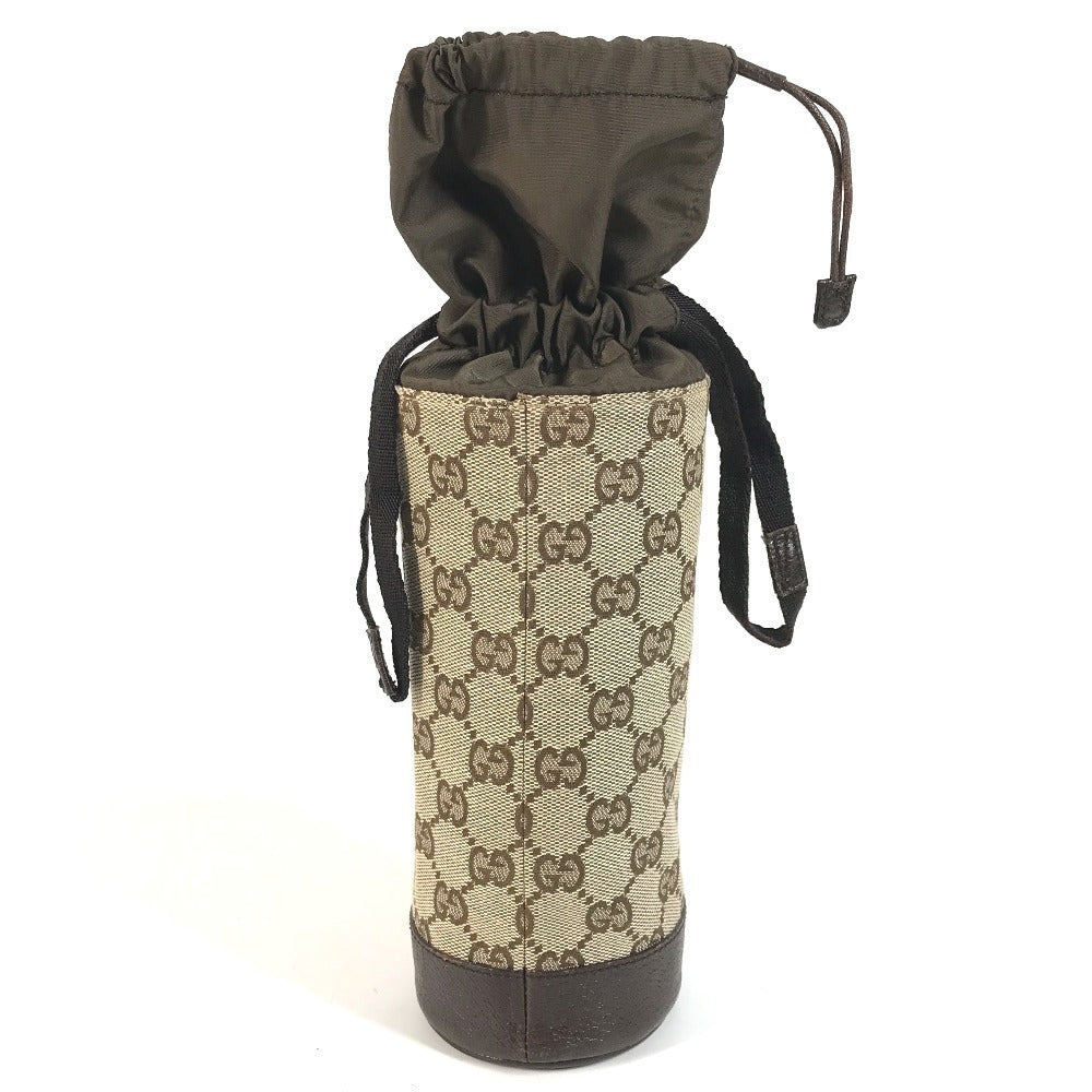 GUCCI 28691 GG Bottle Holder Pouch GG Canvas/Leather Unisex Beige