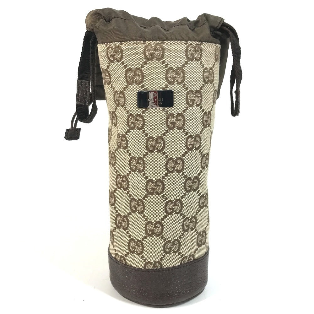 GUCCI 28691 GG Bottle Holder Pouch GG Canvas/Leather Unisex Beige