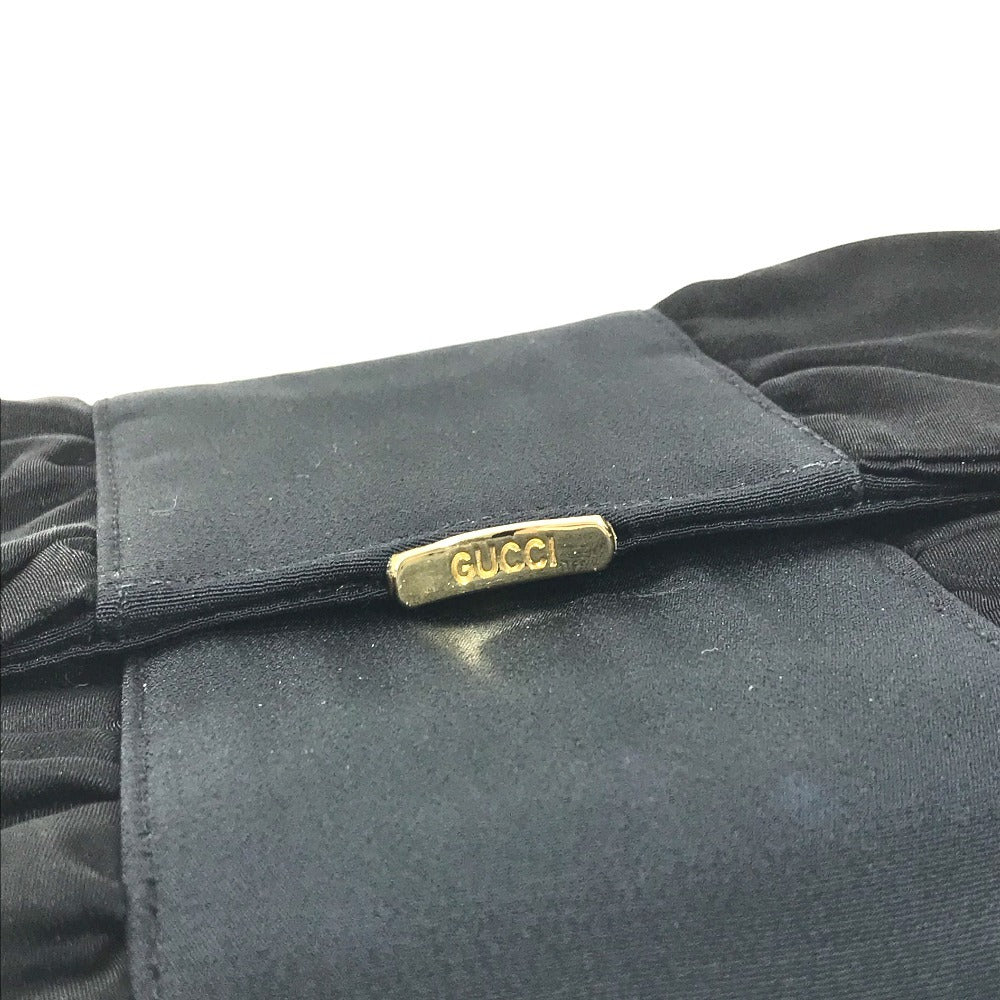 GUCCI 005 142 ヴィンテージ りぼん リボン セカンドバッグ カバン ポーチ クラッチバッグ サテン ユニセックス ブラック
