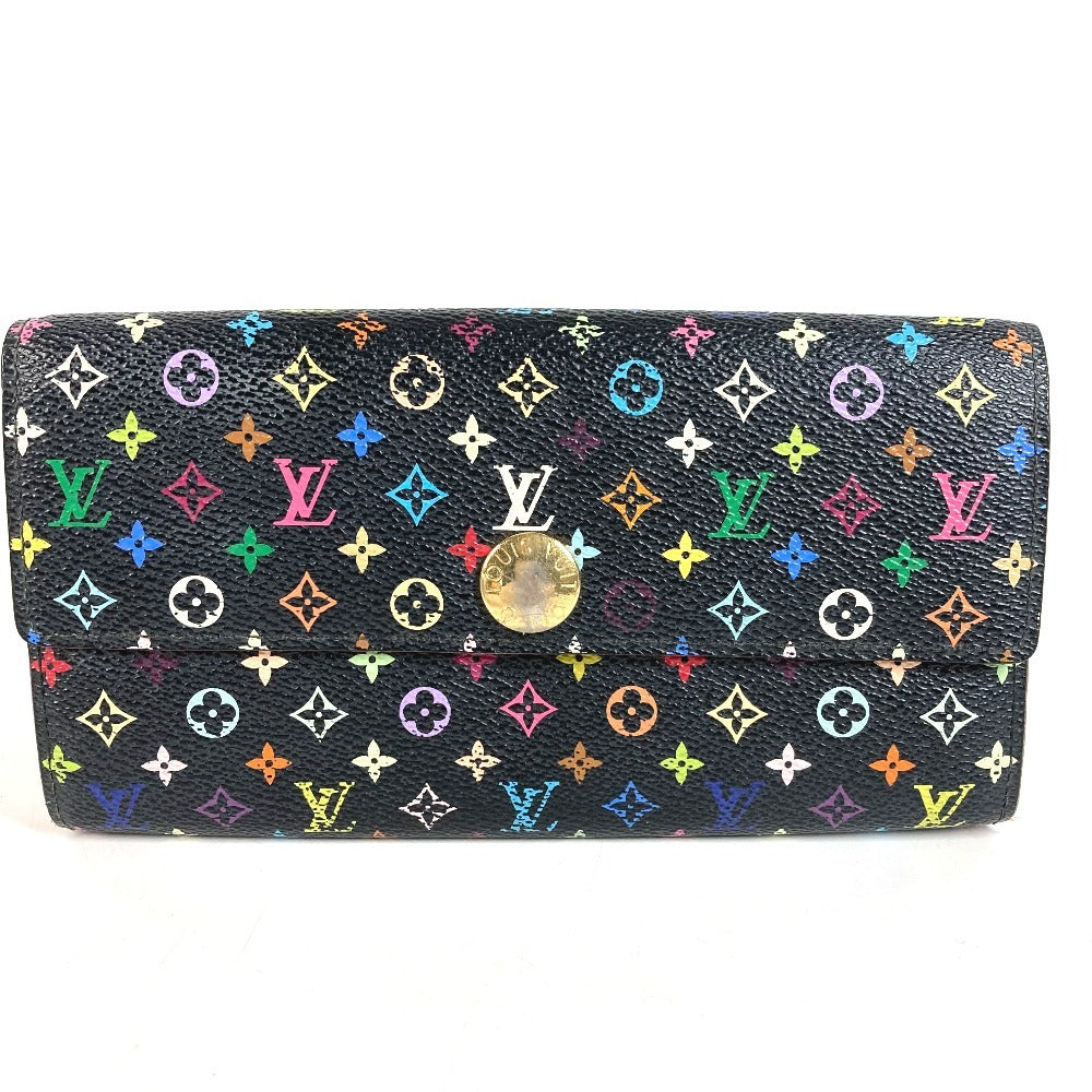 LOUIS VUITTON M93533 Monogram Multicolore Portefeuille Sarah Long Wallet กระเป๋าสตางค์ใบยาวพับได้ Monogram Multicolore Canvas Unisex สี Noir Black