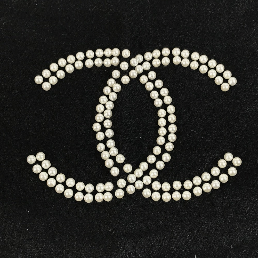 CHANEL 23S Faux Pearl Fringe Scarf Cashmere Unisex Black