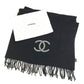 CHANEL 23S Faux Pearl Fringe Scarf Cashmere Unisex Black