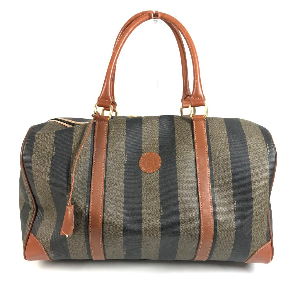 FENDI Vintage Pecan Bag Travel Bag Boston Bag PVC/Leather Unisex Khaki