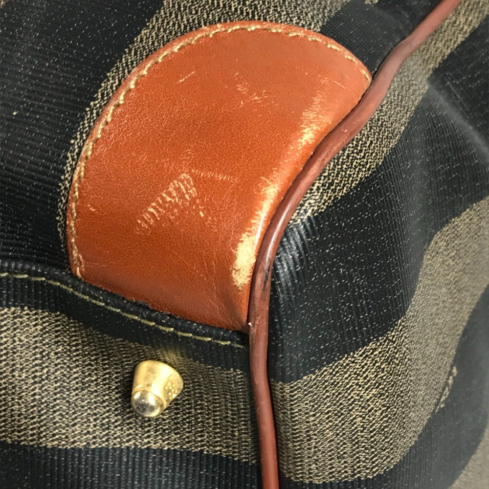 FENDI Vintage Pecan Bag Travel Bag Boston Bag PVC/Leather Unisex Khaki