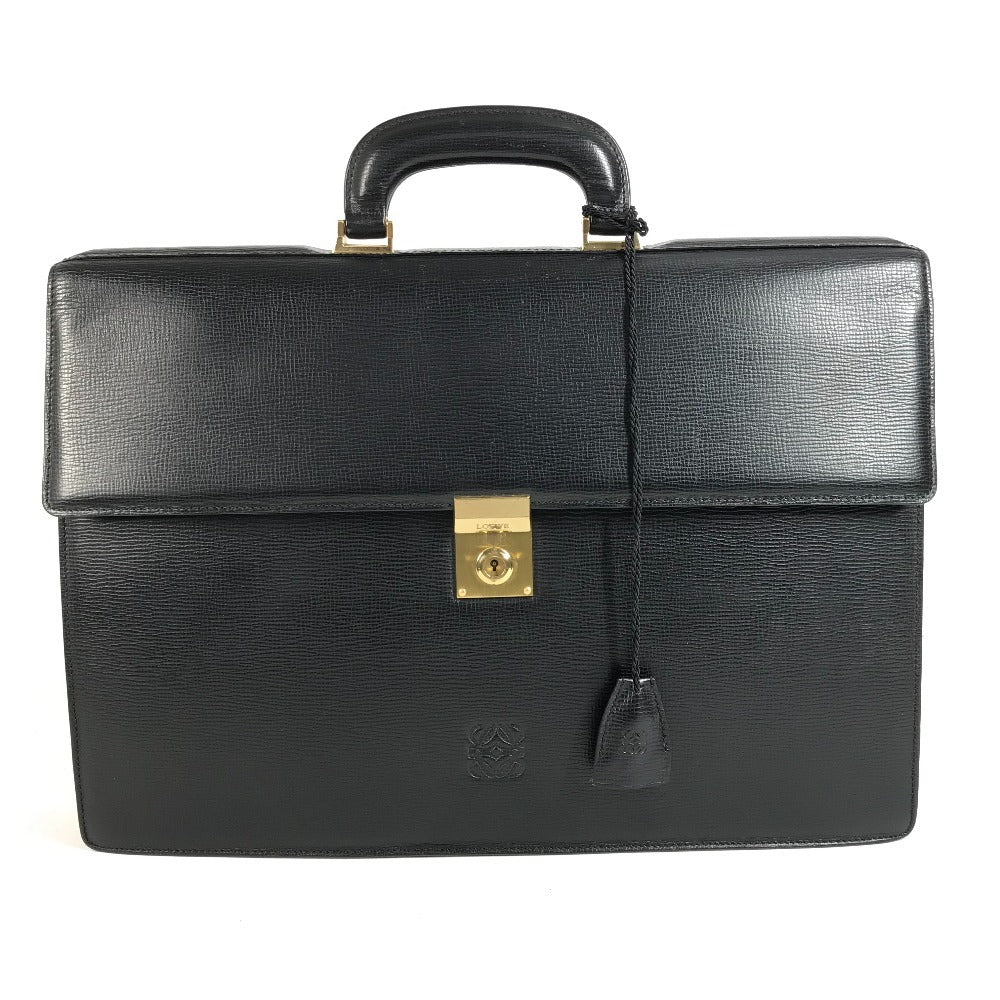LOEWE ヴィンテージ ロゴ ビジネスバッグ アナグラム カバン 書類バッグ ブリーフケース ハンドバッグ レザー ユニセックス ブラック